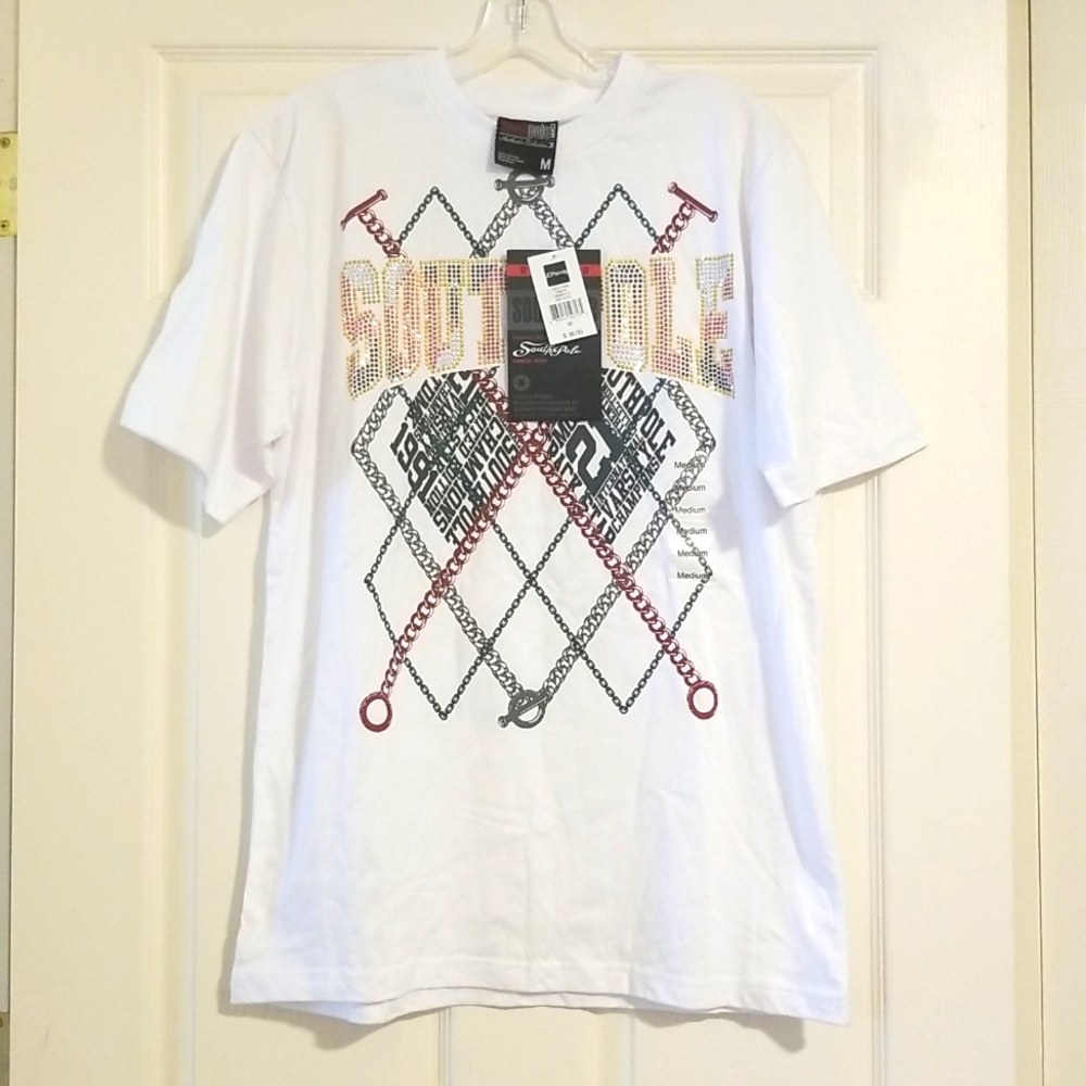 South Pole Vintage White Graphic Men's Medium T-Shirt Authentic Collection